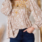 Hailey & Co Embroidered Printed Balloon Sleeve Blouse