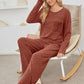 Round Neck Long Sleeve Top and Pants Set