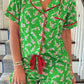 Candy Cane Collared Neck Top and Shorts Lounge Set