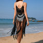 Fringe Openwork Spaghetti Strap Cover-Up