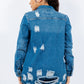 American Bazi Distressed Button Up Long Sleeve Denim Jacket