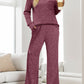 Round Neck Long Sleeve Top and Pants Set