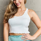 HIDDEN Bow Down Sleeveless Ruffle Crop Top