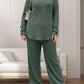 Round Neck Long Sleeve Top and Pants Set