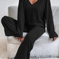 V-Neck Long Sleeve Top and Pants Set