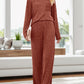 Round Neck Long Sleeve Top and Pants Set