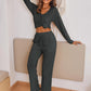 V-Neck Long Sleeve Top and Pants Set