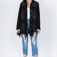 American Bazi Distressed Frayed Hem Denim Jacket