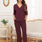 Ribbed Half Sleeve Top and Pocketed Pants Set