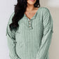 Basic Bae Full Size Ribbed Half Button Long Sleeve T-Shirt