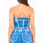 American Bazi Frayed Edge Denim Corset Top