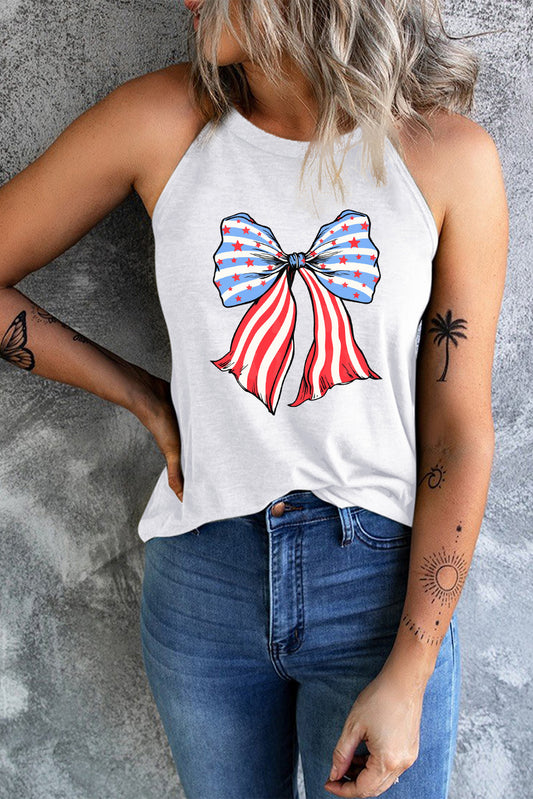 Bow Graphic Grecian Neck Tank