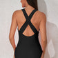 Crisscross Wide Strap One-Piece Swimwear