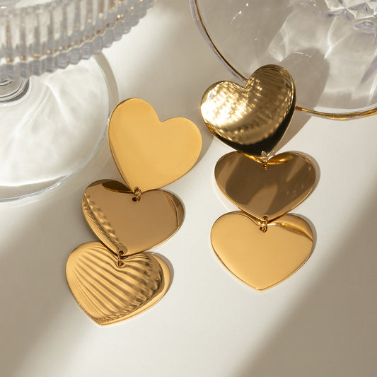 18K Gold-Plated Heart Earrings