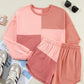 Color Block Round Neck Top and Shorts Set