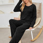 Round Neck Long Sleeve Top and Pants Set