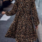 Ruffled Leopard Mock Neck Long Sleeve Mini Dress