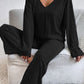 V-Neck Long Sleeve Top and Pants Set