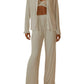 Collared Neck Long Sleeve Top and Pants Lounge Set