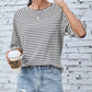 FAM-FAM Striped Round Neck Raglan Sleeve T-Shirt