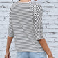 FAM-FAM Striped Round Neck Raglan Sleeve T-Shirt