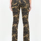 American Bazi V-Cut Ruched Camo Flare Pants