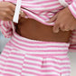 Drawstring Striped Hooded Top and Shorts Set