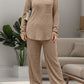 Round Neck Long Sleeve Top and Pants Set