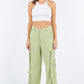 American Bazi Linen Wide Leg Cargo Pants