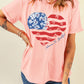 Heart Round Neck Short Sleeve T-Shirt