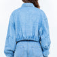 American Bazi Drawstring Waist Crop Denim Jacket