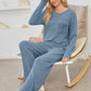 Round Neck Long Sleeve Top and Pants Set