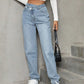 Asymmetric Waist Jeans with Pockets