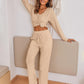 V-Neck Long Sleeve Top and Pants Set