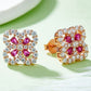 925 Sterling Silver Lab-Grown Ruby Flower Shape Stud Earrings