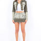 American Bazi Distressed Ombre Washed Cropped Denim Jacket