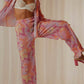 Printed Collared Neck Long Sleeve Top and Pants Lounge Set