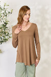 Zenana Full Size Long Sleeve V-Neck Top