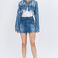 American Bazi Distressed Denim Jacket with Frayed Hem