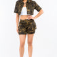 American Bazi Full Size Camouflage Short Sleeve Cropped Jacket