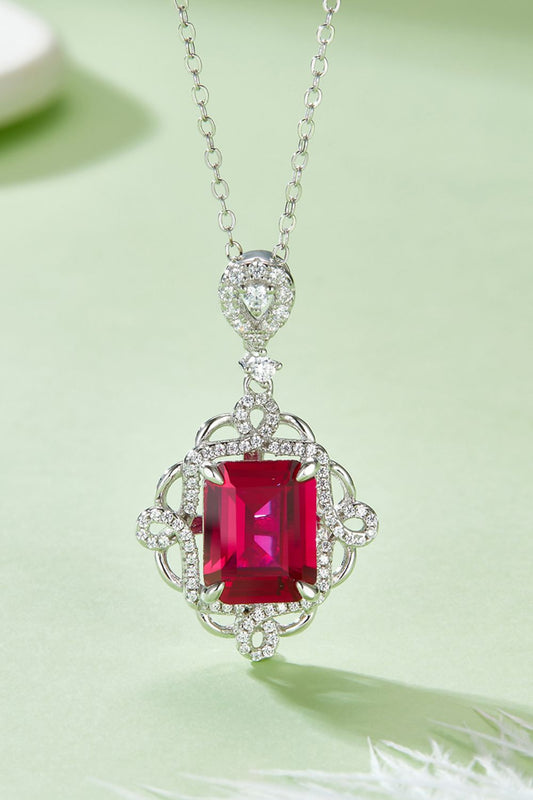 925 Sterling Silver Ruby Pendant Necklace