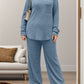 Round Neck Long Sleeve Top and Pants Set