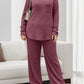 Round Neck Long Sleeve Top and Pants Set